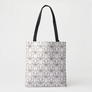 Cream Floral Pattern Tote Bag