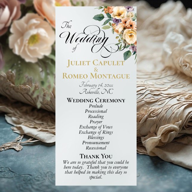 Cream Floral - Pearl White Wedding Program (Creator Uploaded)
