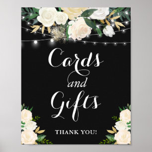 Cream Floral String Lights Cards and Gifts Sign