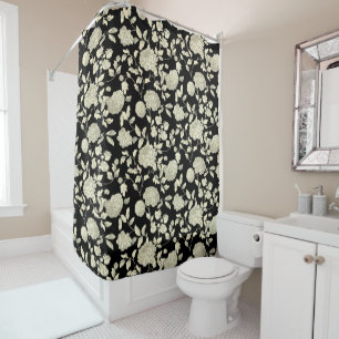 Cream Floral Toile On Black