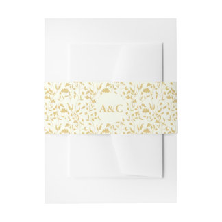 Cream Floral Wedding Invitation Belly Band