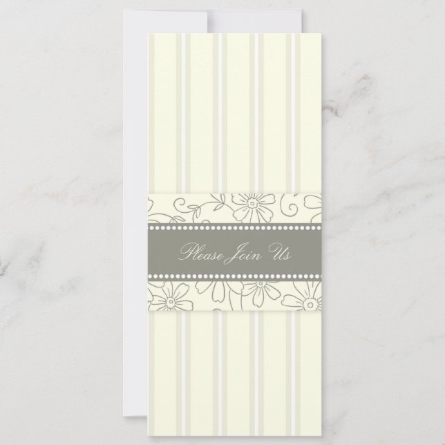 Cream Floral Wedding Vow Renewal Invitations (Front)