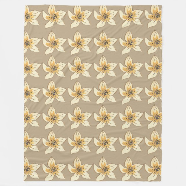 Cream flower pattern Cream flower pattern Fleece Blanket (Front)