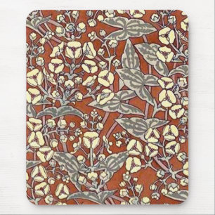 cream flowers brown background print mouse pad