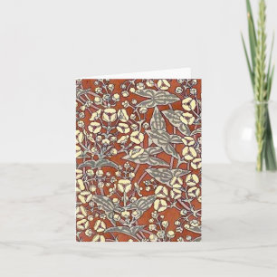 cream flowers brown background print note card