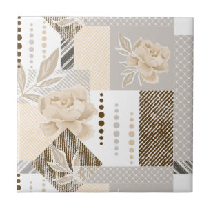 Cream flowers on white tile