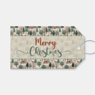 Cream Forest Winter Village Gift Tags