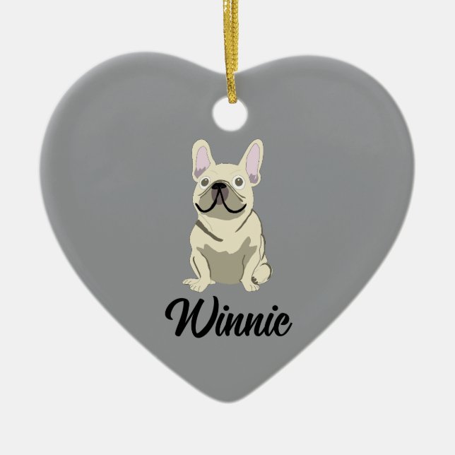 Cream French Bulldog Ceramic Ornament (Front)