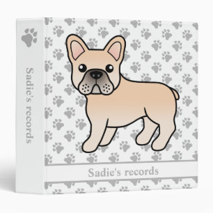 Cream French Bulldog Cute Cartoon Dog & Text Binder