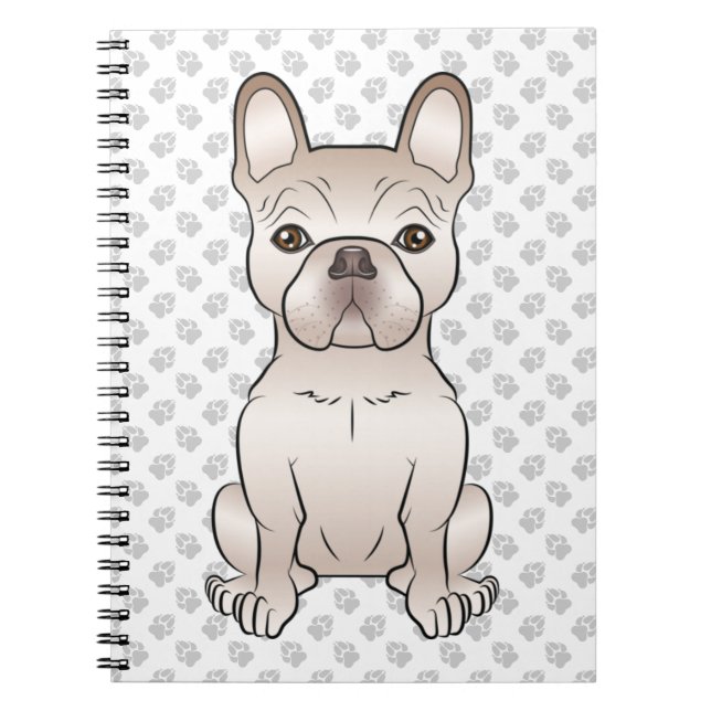 Cream French Bulldog / Frenchie Dog & Paws Notebook (Front)