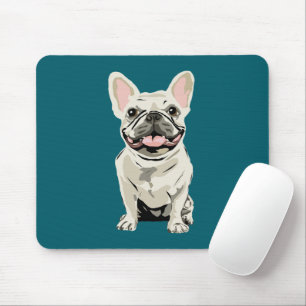 Cream French Bulldog, I Love my Dog Mouse Pad