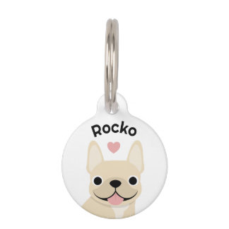 Cream French Bulldog ID Tag, Custom Pet ID Tag