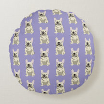 Cream French Bulldog,  Round Pillow