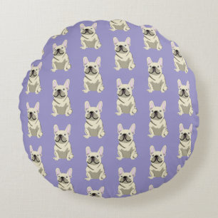 Cream French Bulldog,  Round Pillow