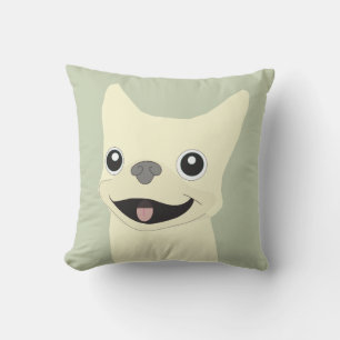 Cream French Bulldog, Sage Throw Pillow