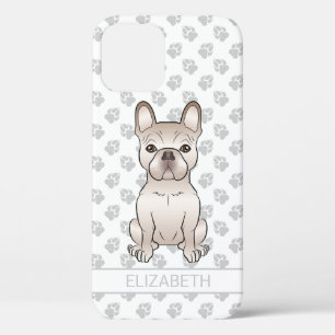 Cream French Bulldog Sitting & Custom Name iPhone 12 Case