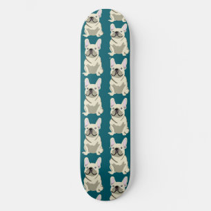 Cream French Bulldog Skateboard