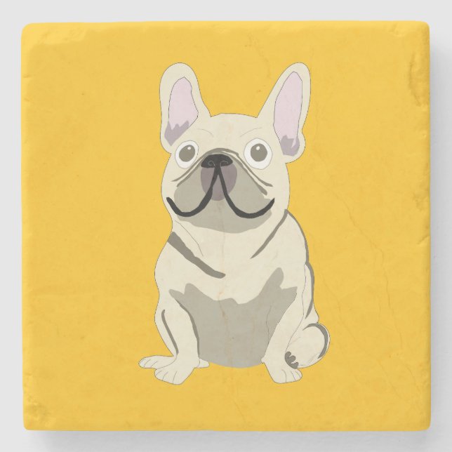 Cream French Bulldog Stone Coaster (Front)