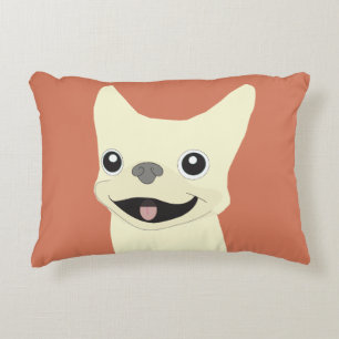 Cream French Bulldog, Terracotta Accent Pillow