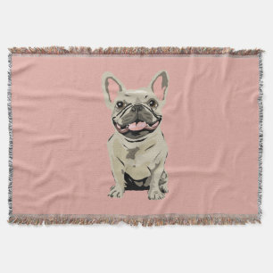 Cream French Bulldog Throw Blanket