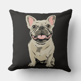Cream French Bulldog Throw Pillow