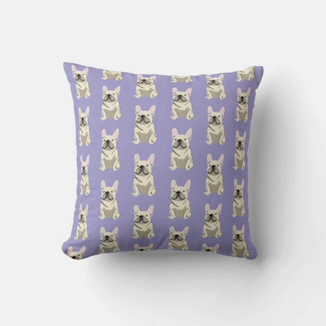Cream French Bulldog,  Throw Pillow (Front)