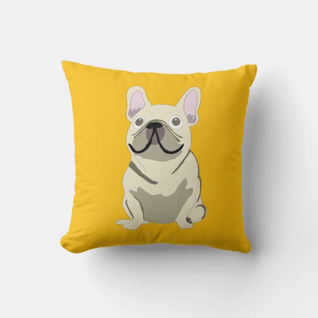 Cream French Bulldog Throw Pillow (Front)