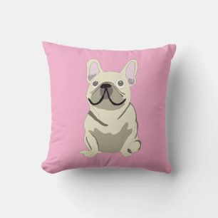 Cream French Bulldog Throw Pillow