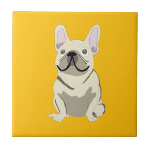 Cream French Bulldog Tile
