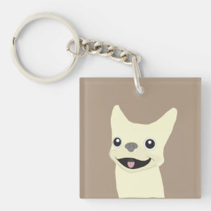 Cream French Bulldog, Warm Taupe Keychain