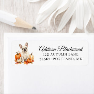 Cream French Bulldog with Autumn Pumpkins