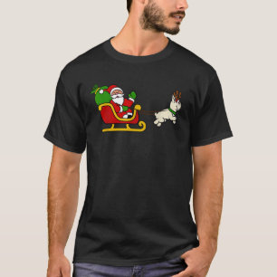 Cream French Bulldog Xmas Reindeer Sleigh Christma T-Shirt
