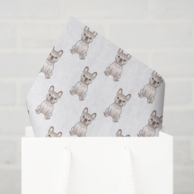 Cream Frenchie Cartoon Dog Pattern Tissue Paper (Gift Bag)