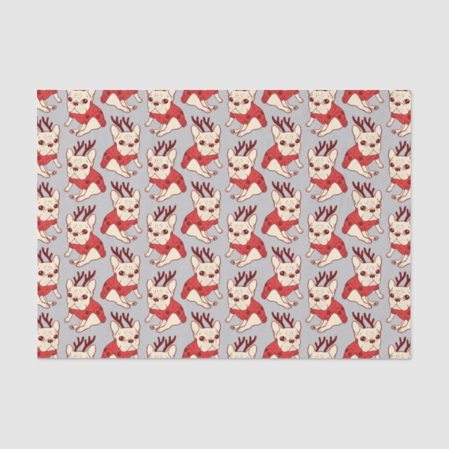 Cream Frenchie in Christmas Sweater Tissue Paper (Front)