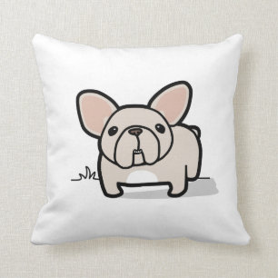 Cream Frenchie Throw Pillow