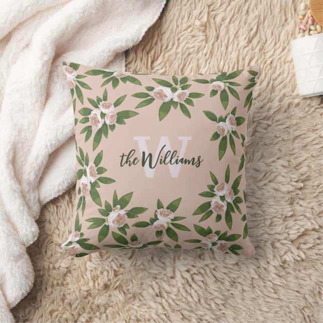 Cream Garden Harmony Throw Pillow (Blanket)