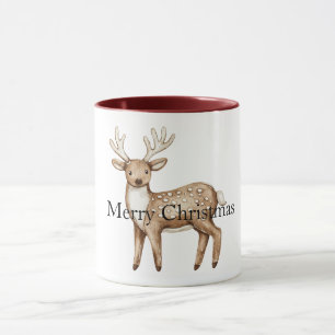 Cream Gingerbread Christmas Deer Mug