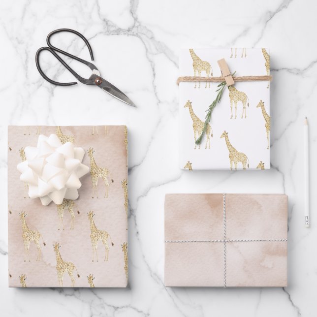 Cream Giraffe       Wrapping Paper Sheet (Front)