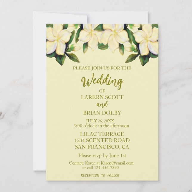 Cream & Gold Calla Lilies Greenery Wedding Invitation (Front)