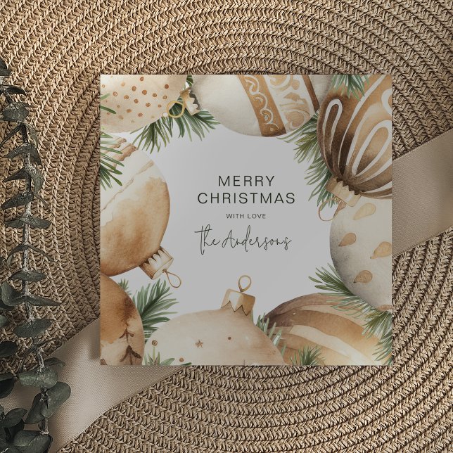 Cream & Gold Christmas Tree Ornaments Invitation (Creator Uploaded)