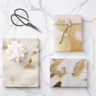 Cream Gold Cowhide Wrapping Paper Sheet