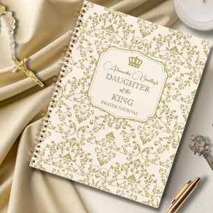 Cream Gold Damask Daughter of the King Notebook
