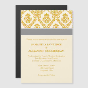 Cream Gold Damask Faire-part de mariage magnétique