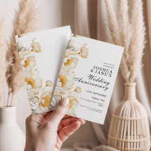 Cream Gold Floral Elegant Wedding Anniversary