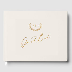 Cream & Gold Foil Guest Book Monogram Wedding