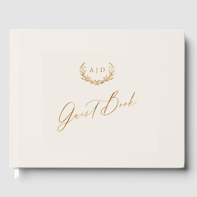 Cream & Gold Foil Guest Book Monogram Wedding (Creator Uploaded)