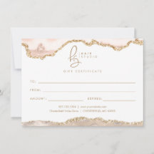 Cream Gold Glitter Agate Business Gift Certificate