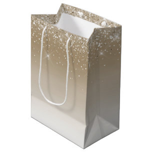 Cream Gold Glitz Glitter Bridal Shower Medium Gift Bag