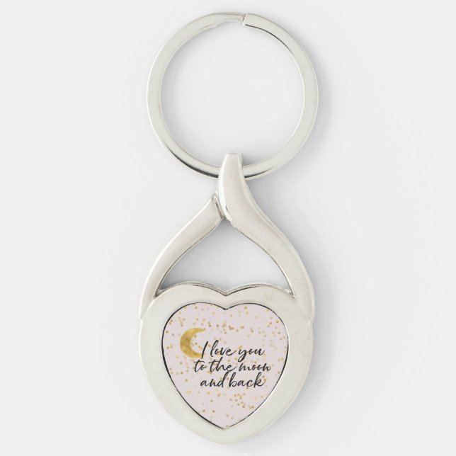 Cream Gold I love you to the moon confetti Keychain (Front)