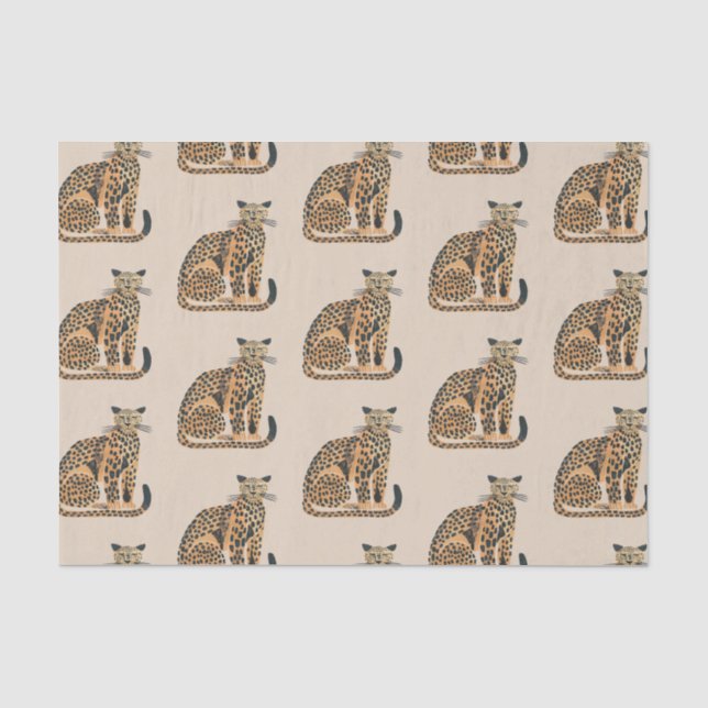 Cream Gold Leopard Animal Birthday Tissue Paper (Front)